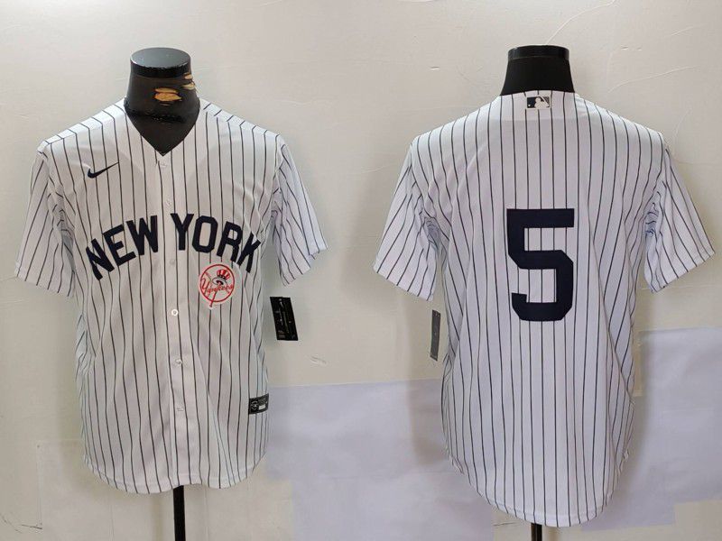 Men New York Yankees #5 No Name White stripe Game 2024 Nike MLB Jersey style 9022->new york yankees->MLB Jersey